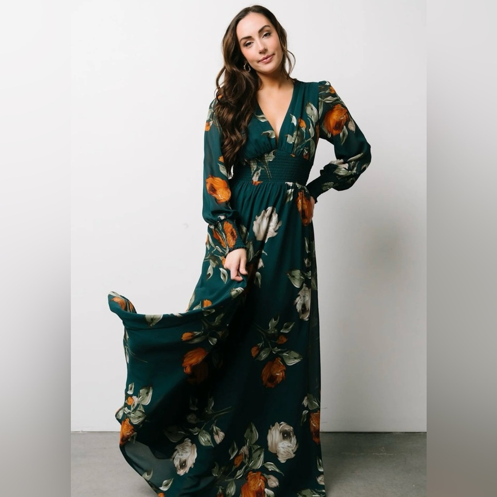 Baltic Born Floral Maxi Dress in Green and Orange